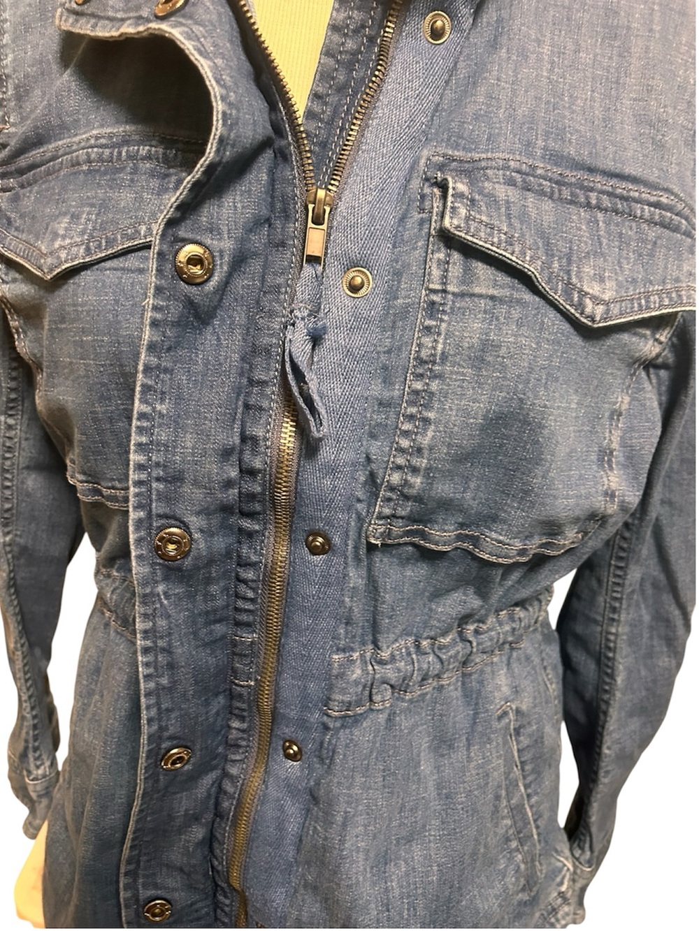 Style & Co. Cinched Waist Denim Field Utility Military Jacket Large - Picture 4 of 6